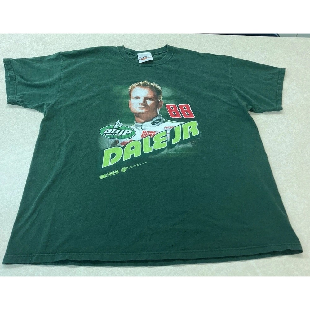 Dale Earnhardt Jr T Shirt Adult Size 2XL Green #88 Amp NASCAR Racing Sports